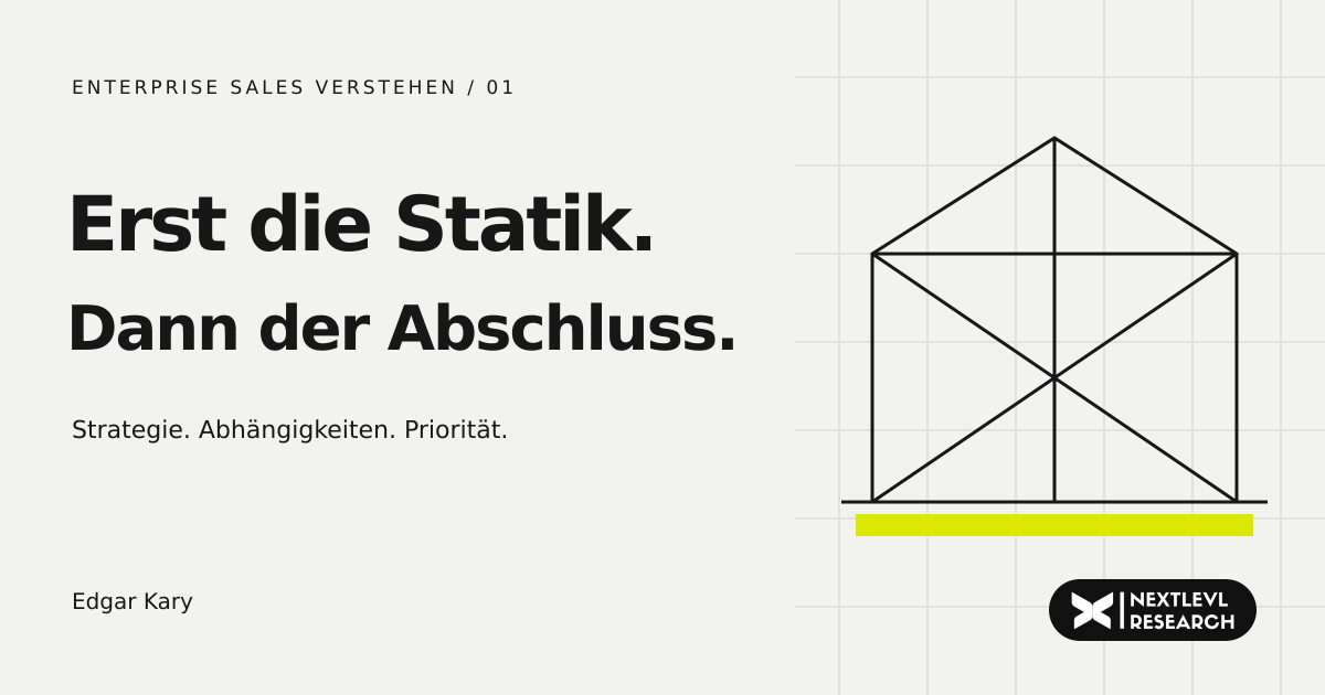 Erst die Statik. Dann der Abschluss. Enterprise Sales verstehen, Teil 1. Grafisches Architekturmotiv von nextlevl.